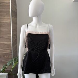 3.1 Phillip Lim Black and Pink Lace Trim Top